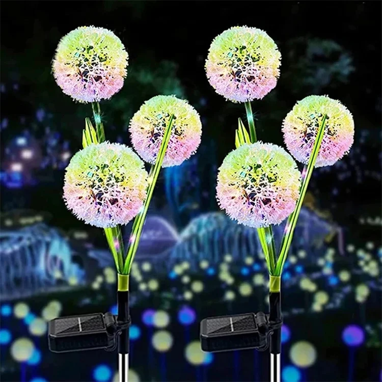 Landscape Walkway Lawn Lamp Petals Multi Color Stake Decoration IP65 Color Changing Pathway dandelion led solar garden light