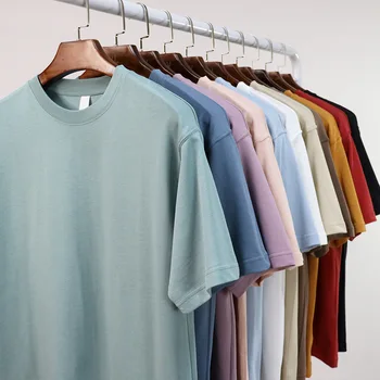 Design 280 gsm tshirt tee round neck organic cotton printed heavyweight blank t shirt plus size men's t-shirts