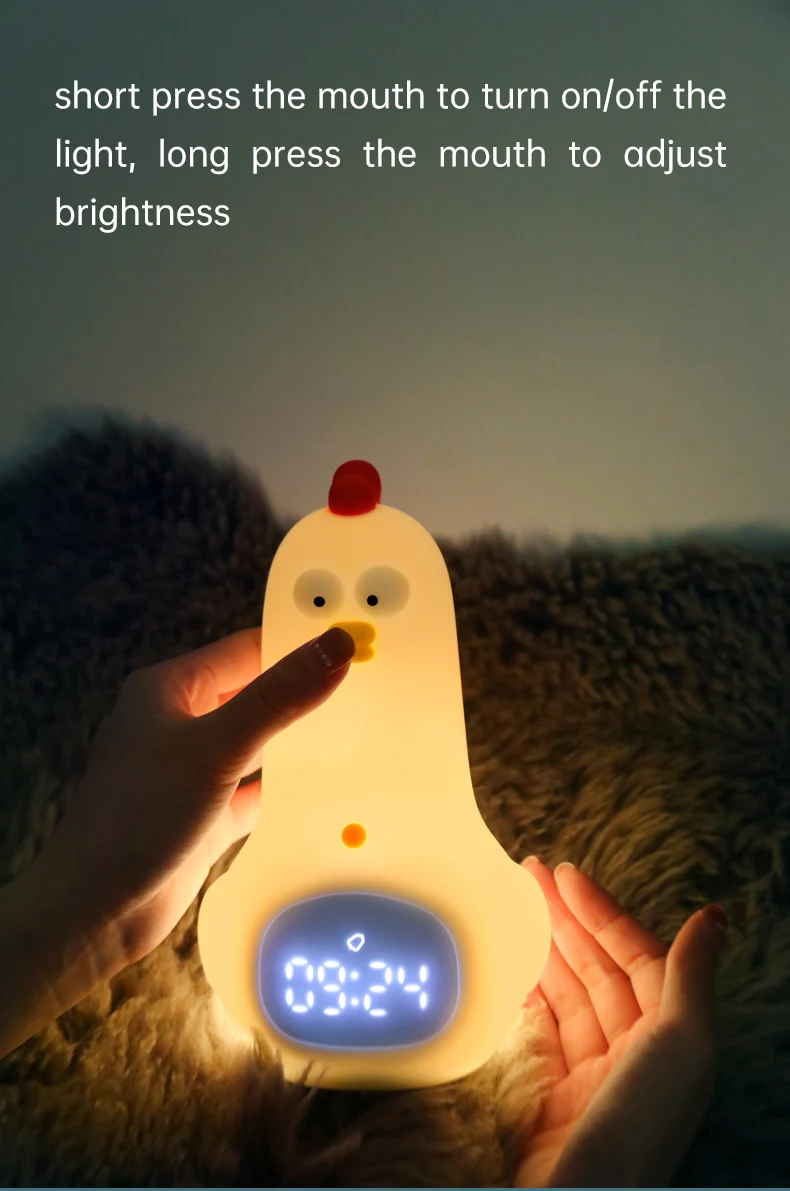 Animal Design Battery Digital Smart Kids Kung Fu Chicken Alarm Clock