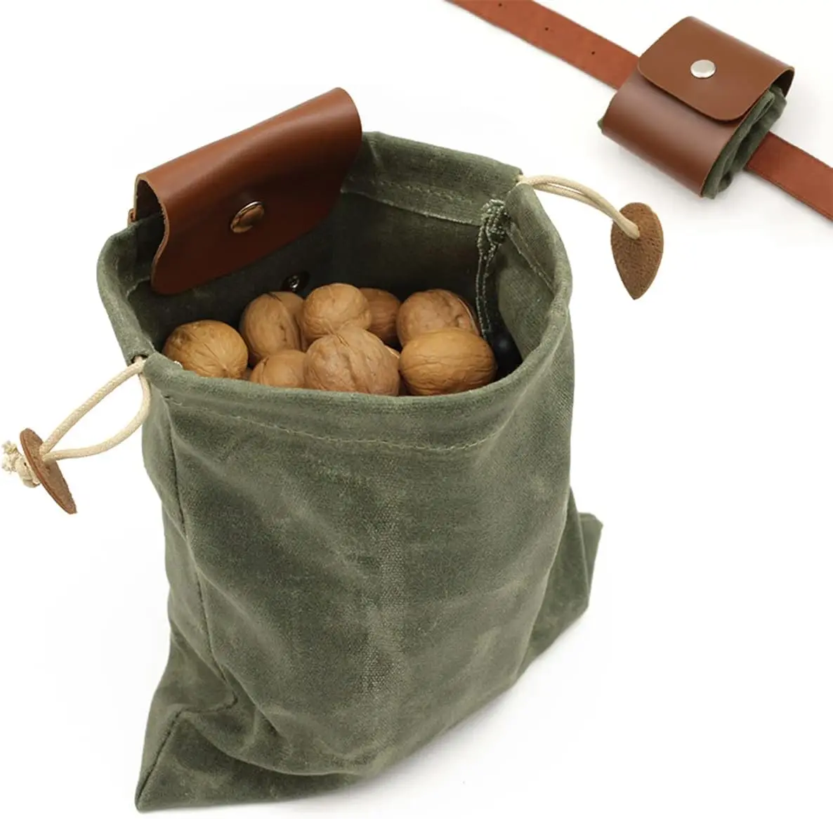 thumbnail image 2 of Leather Canvas Bushcraft Foraging Bag 2 of 13