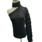 Factory Supply Short Stylish Half-high Collar Long-sleeved Crochet Pullover 232g Ladies Knitted Thicken Sweater