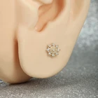 Piercing Wholesale Internal Threaded 14K Solid Yellow Gold Claw Set Gemmed Flower Ends BodyJewelry