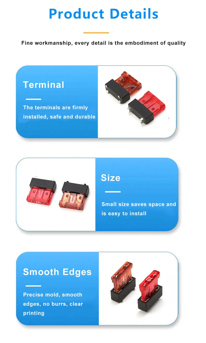 Black ROHS Certified 30A Max Current PCB Fuse Holder Automotive Standard Blade Fuse Clip