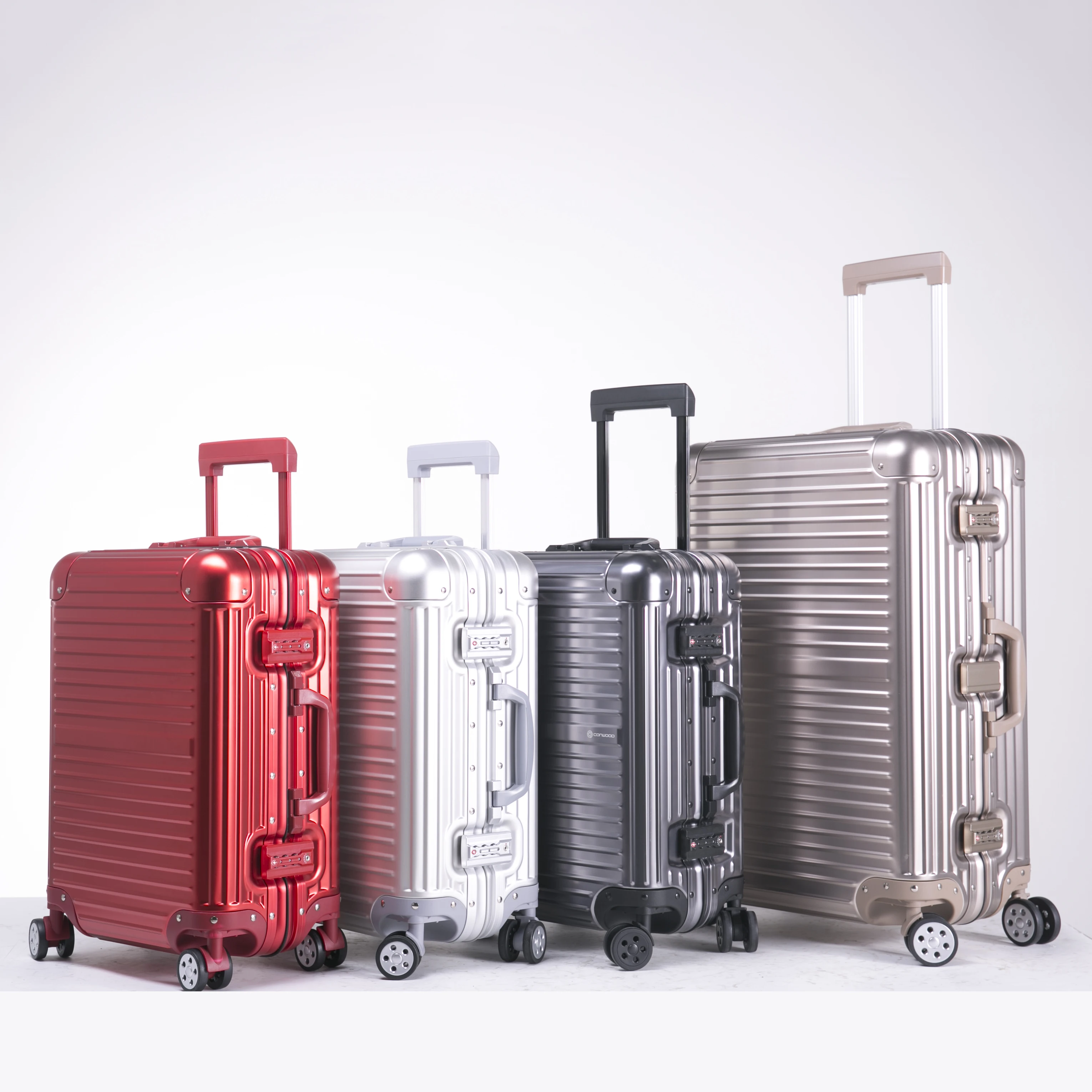 Delicate design 20&quot; 24&quot; 28&مثل; 100% Aluminum trolley suitcase Metal luggage set in stock
