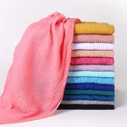 Scarf New Style Solid Color Scarves Muslim Women Glitter Shawls Cotton Wrinkle Chiffon Hijab Scarf