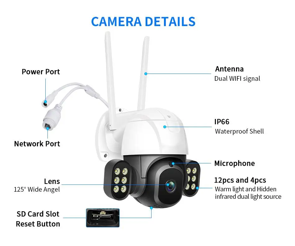 2024 New 8mp Icsee Outdoor Surveillance Wireless IP66 Ptz Ip Wifi network Camera 4K Security System Cctv Floodlight Camera