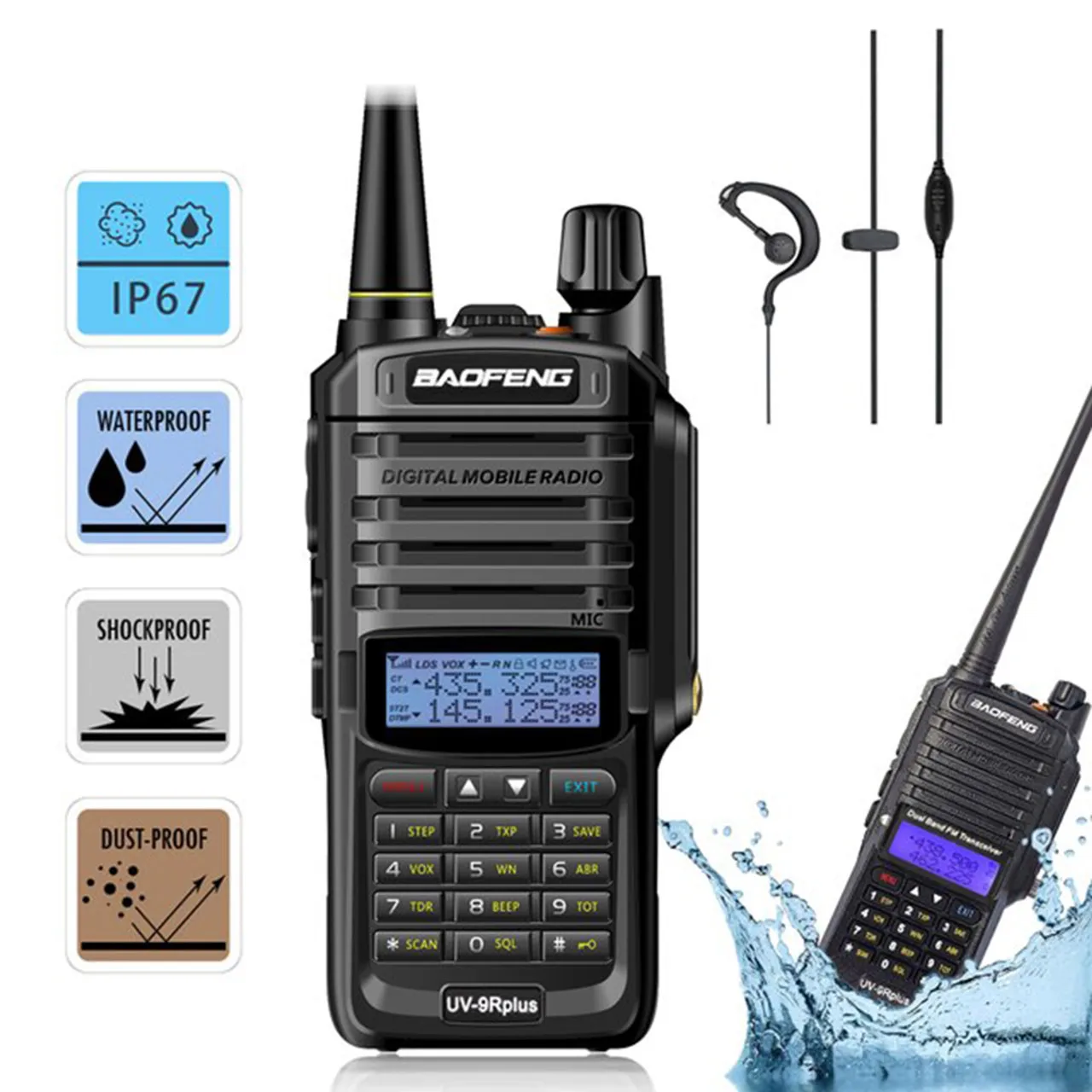 Baofeng UV-9R PLUS vhf uhf walkie talkie dual band ham radio 2024 hot sell Walkie Talkie Long Range Baofeng Uv-9r