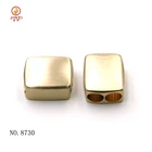 Brush Light Gold 2- Hole Flat Rectangle Metal Slider Beads For Leather String Bracelet Accessories
