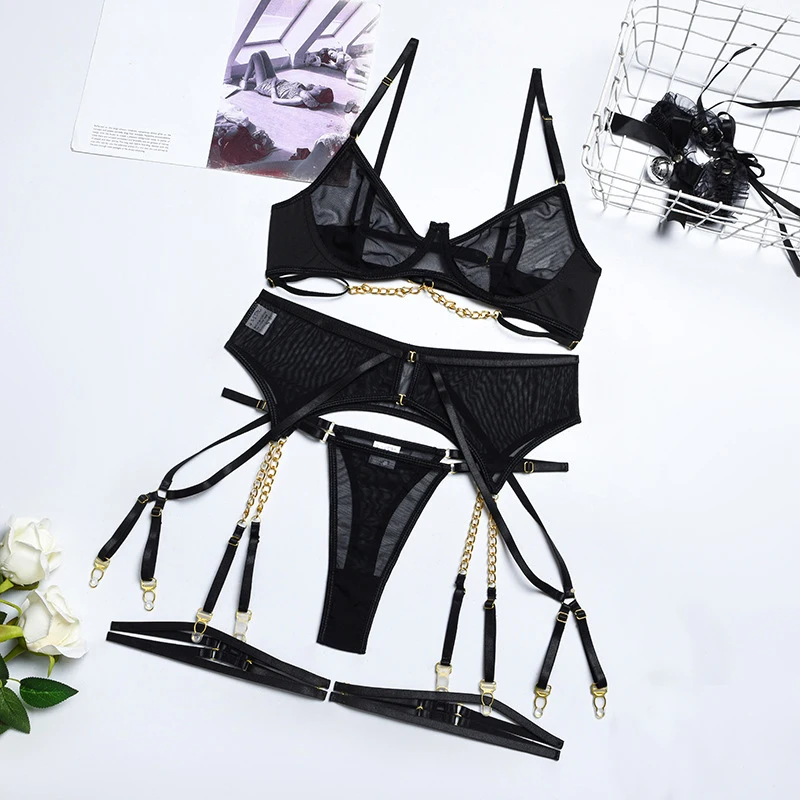 Factory Wholesale Women Sexy Lingerie Set Female Hollow Out Luxury Mesh