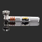 Diamond Style Glass Tobacco Smoking Pipe With 15MM Metal Bowl Matte Portable Colorful Creative Glass Smoke Pipes