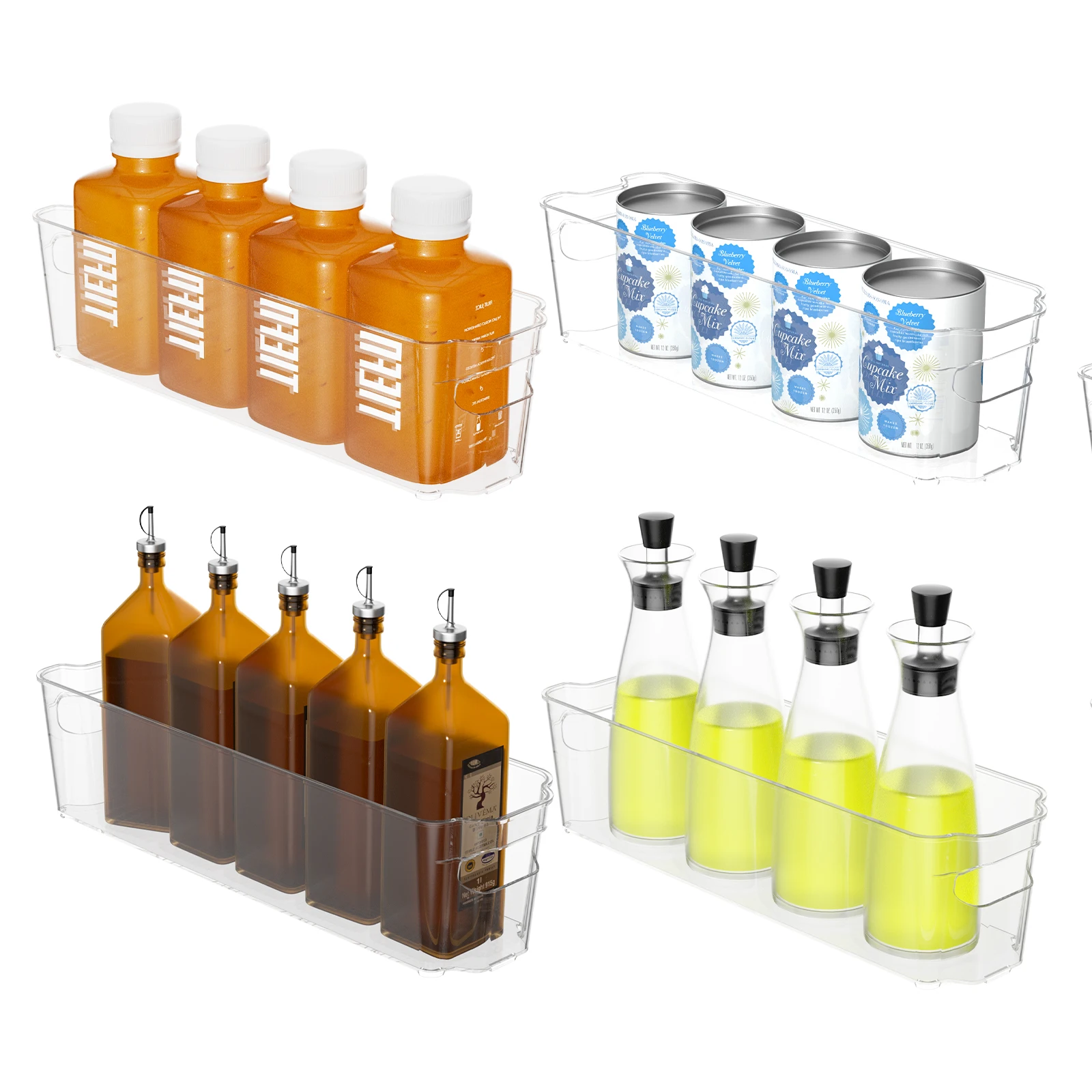Multi-Use Transparent Plastic Storage Bins Wholesale With Handle For Keep Food In Kitchen