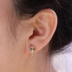 Hoop Earring New Design Brass With 18K Gold Plated U-Shape Paved CZ Snake Hoop Earring