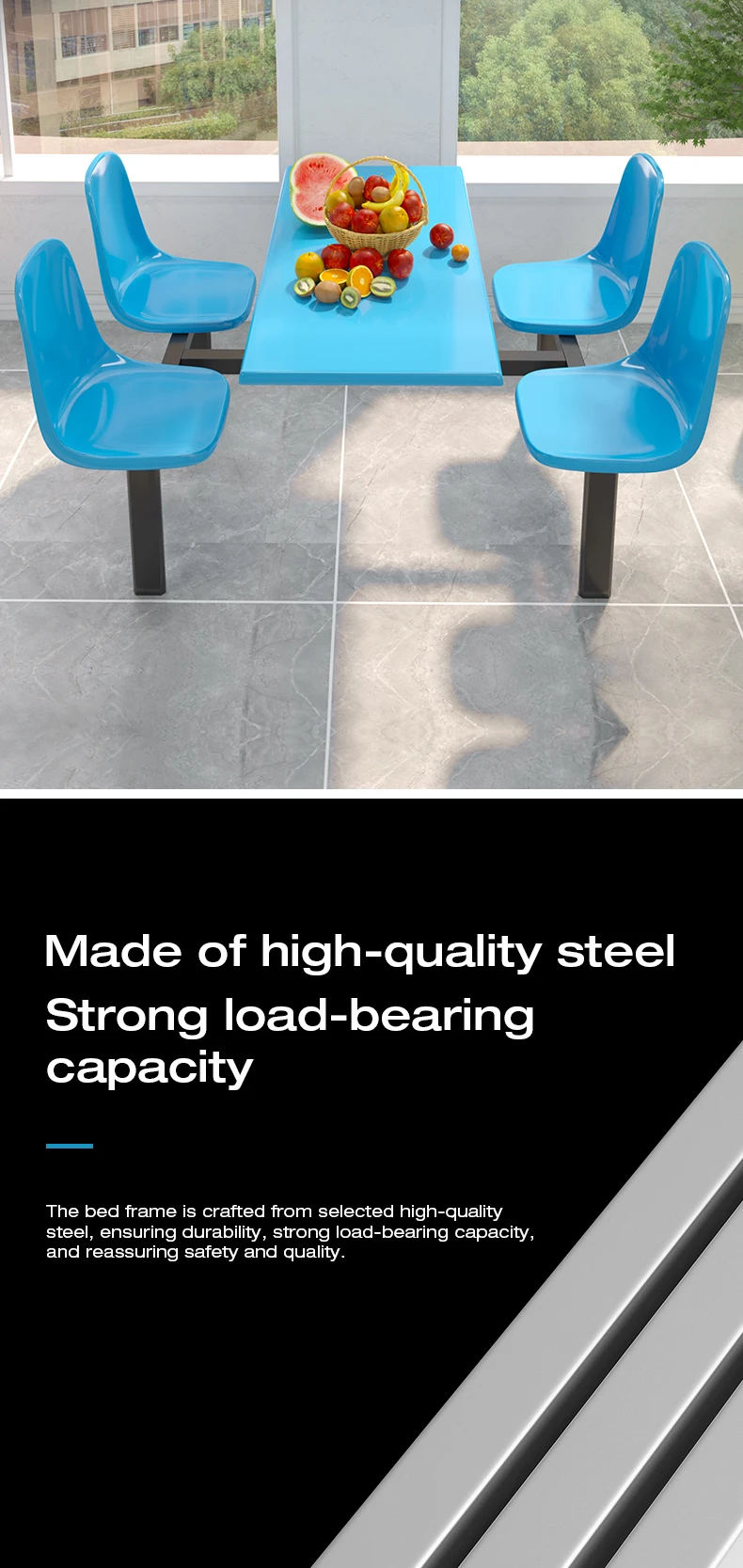 product free 3d design service custom fiberglass school restaurant student canteen dining table chair set-3