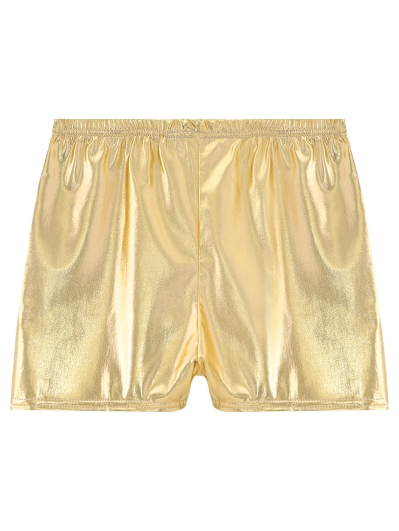 Metallic Shorts Leather Panties Women's Shiny Metallic High Waist