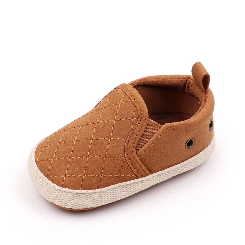 Rhomboid Pattern Design Soft Bottom Baby Boys Casual Shoes with Solid Color for Walking supplier