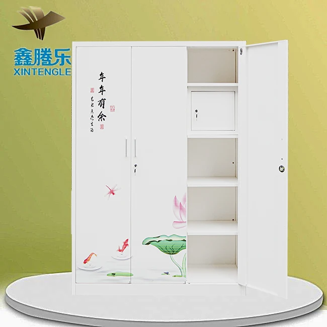 Customized Modern Indonesian Bedroom Furniture 3-Door Clothing Locker Steel Closet Storage for House Living Room Metal Wardrobes