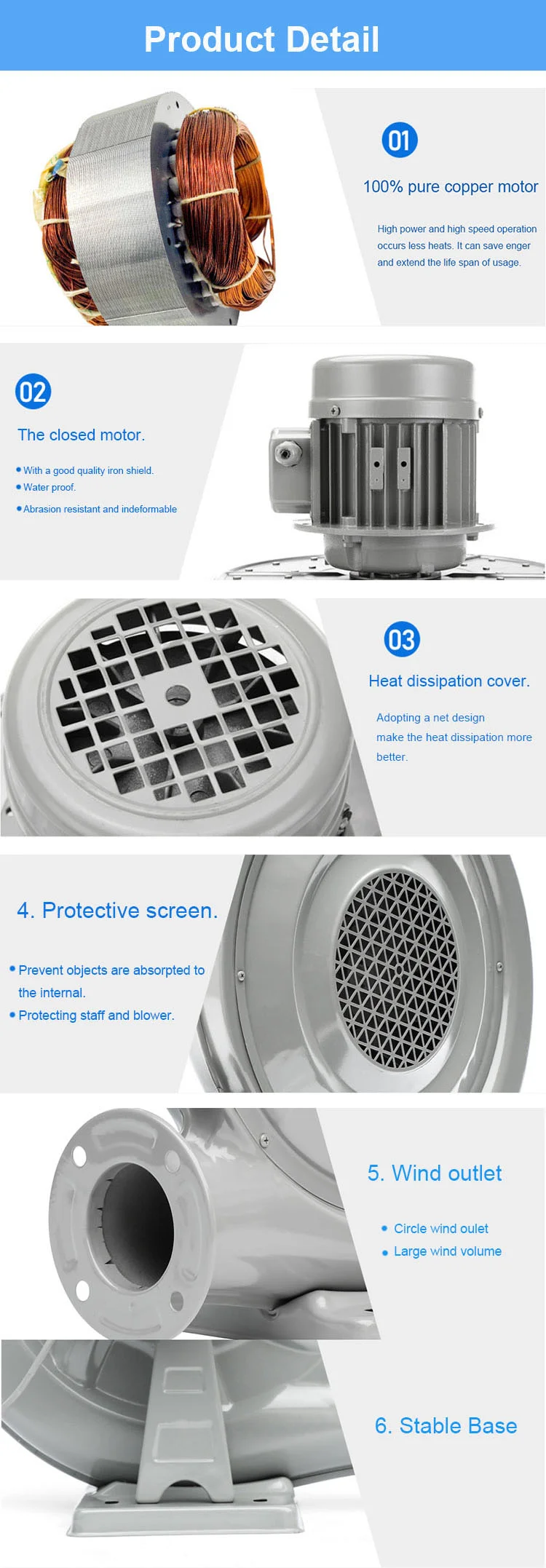 Centrifugal Air Fan, 750W, 220V, 50Hz - detail 12
