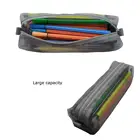 Pencil School Student Supplies Transparent Mesh Zipper Pencil Case School Nylon Pencil Bag