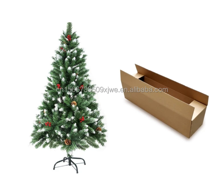 Luxury Artificial Christmas Tree Decorated with Pine Cones, Berry Clusters, Frosted Branches and Pot Base for Home Decor factory
