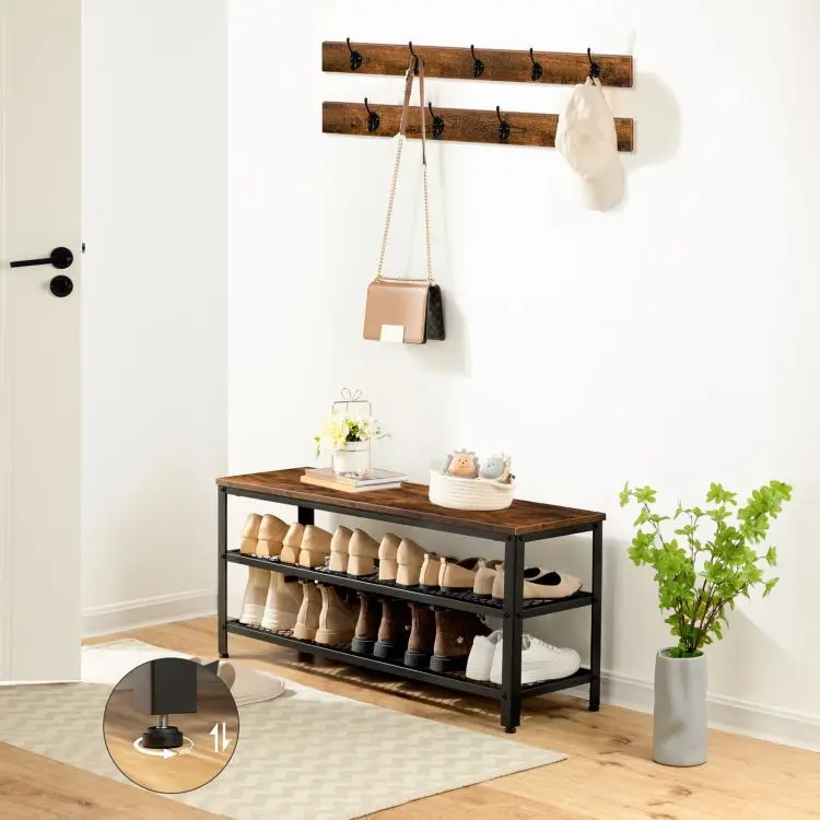 Wholesale Coat Hooks and Shoe Rack Set Industrial Style Coat Tree Shoe Storage Stand Set for Shoes Organizer