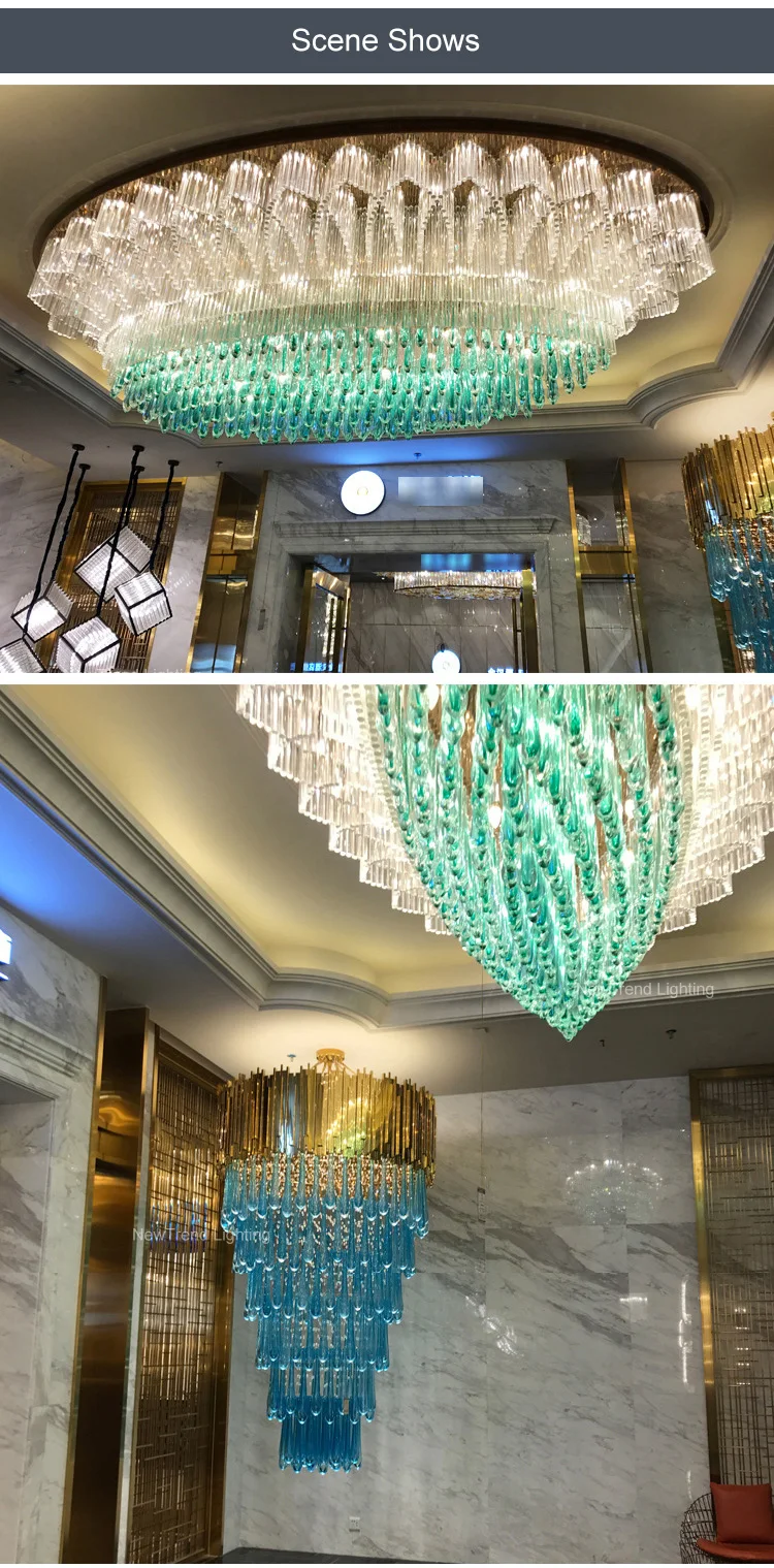 CPL-217 Custom Indoor Decorative Lamp Hotel Restaurant Banquet Hall Modern Luxury Glass LED Ceiling Light manufacture