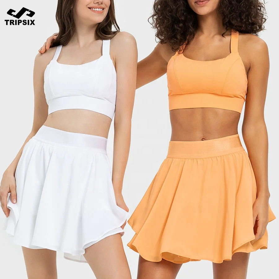 Golf Sports Skirt Shorts Plus Size Women White Tennis Skirt Women Tennis Sportswear Skirt With Inside Pockets