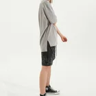 2021 Spring And Summer High Street Off-shoulder Split-end Primer T Loose Solid Color Short-sleeved T-shirt Men