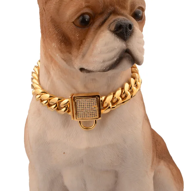 3m supplies popular pet products colar pet supplies gold cuban link chain dog colar for cat pet necklace