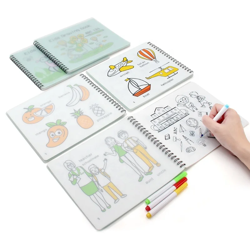 2024 hot selling reusable graffiti silicone color  magic drawing book for kids Eco- friendly Kids drawing book
