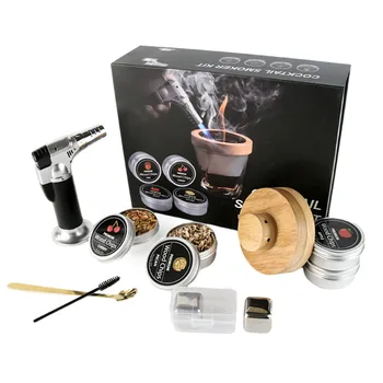 Old Fashioned cocktail Smoker Kit classic Bourbon Whiskey Smoker Infuser Kit with Wood Chips Stainless 304 Steel Ice Cube