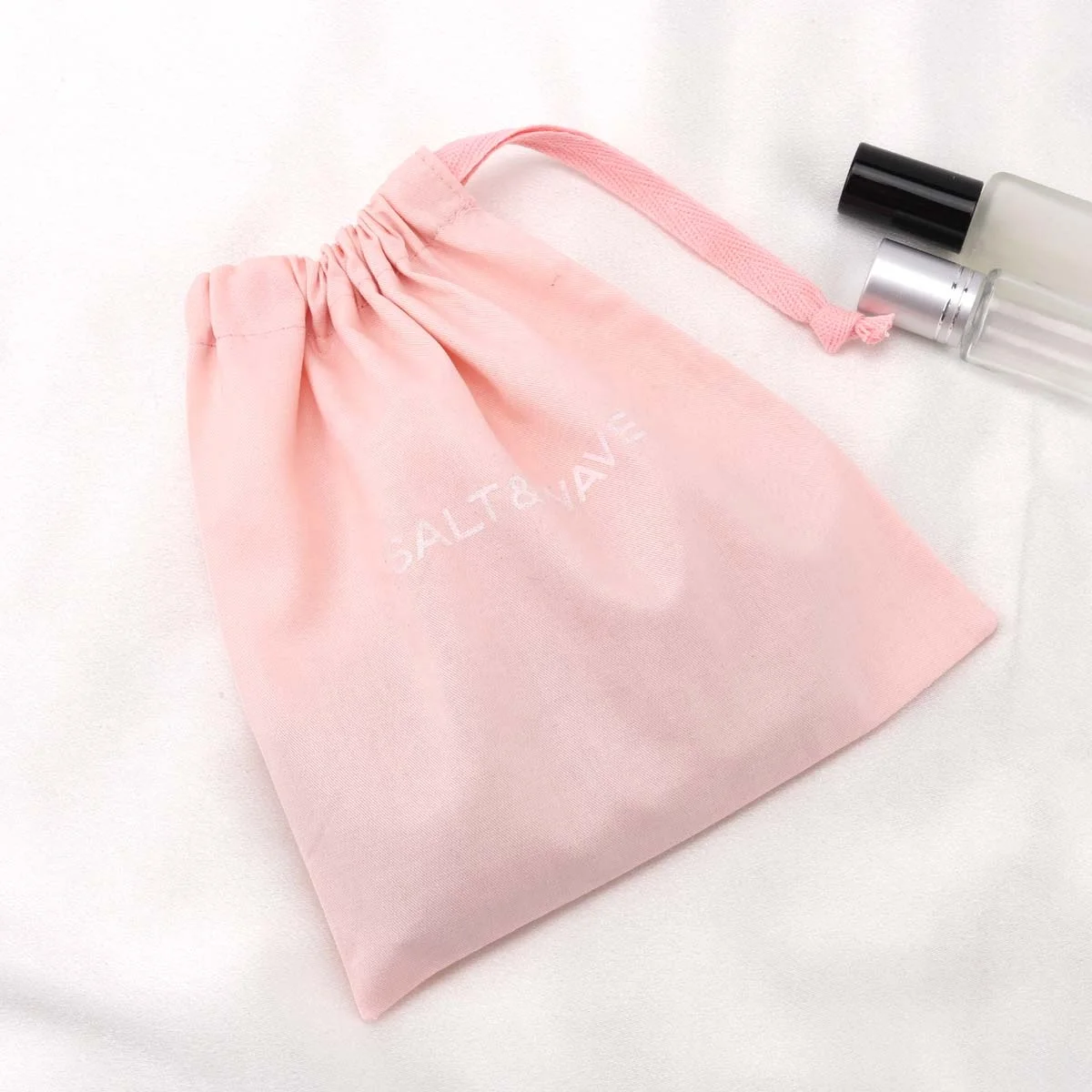 Custom Reusable Pink Cotton Dust Skincare Product Cosmetic Drawstring Organic Muslin Gift Makeup Cotton Pouch