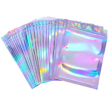 Small size Transparent clear front silver backed Aluminized plastic packaging mylar zipper bag