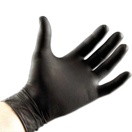 200pcs Powder-free Anti-static Disposable Latex Nitrile Gloves Exam Gloves Industry and Laboratory Use L-Black 