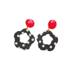 Earrings Clip Retro Black And White Polka Dot Earrings Temperament Hepburn Style Earrings Ear Clip Earrings