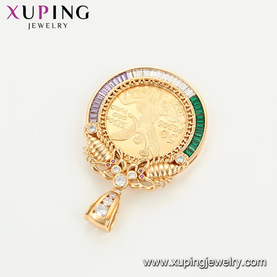 A00770105 xuping  jewelry  wholesale gold pendant designs 50 Peso Mexican Coin mens pendant badge necklace pen elegant pendant