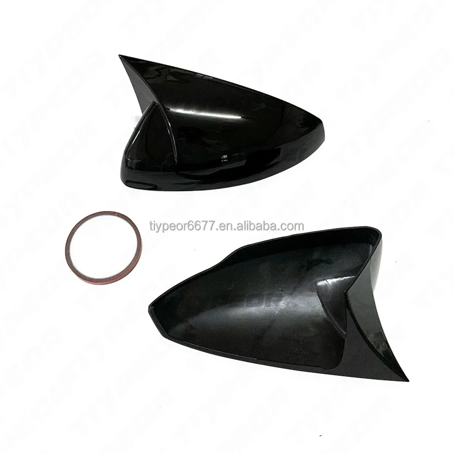product for vw volkswagen polo 2019 2023 wing mirror cap covers bat style glossy black one pair-6
