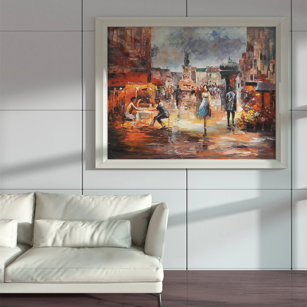 Wholesale Abstract Canvas Wall Art Famous Paris Street Scenery Handmade