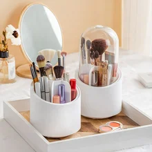 Hot Sale 360 Degree Rotating Makeup Organizer Dustproof Cosmetic Storage Case Makeup Brush Organizer With Lid