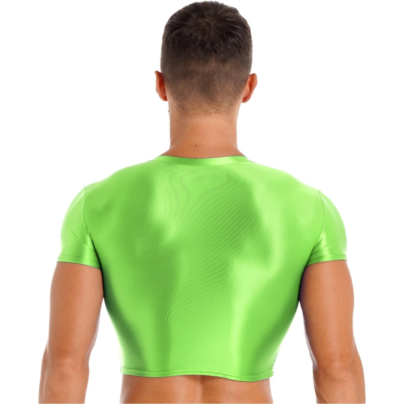 Luxury Mens Smooth Short Sleeve Solid Color Round Neck Slim Fit Tshirt Sportswear Swimwear Crop