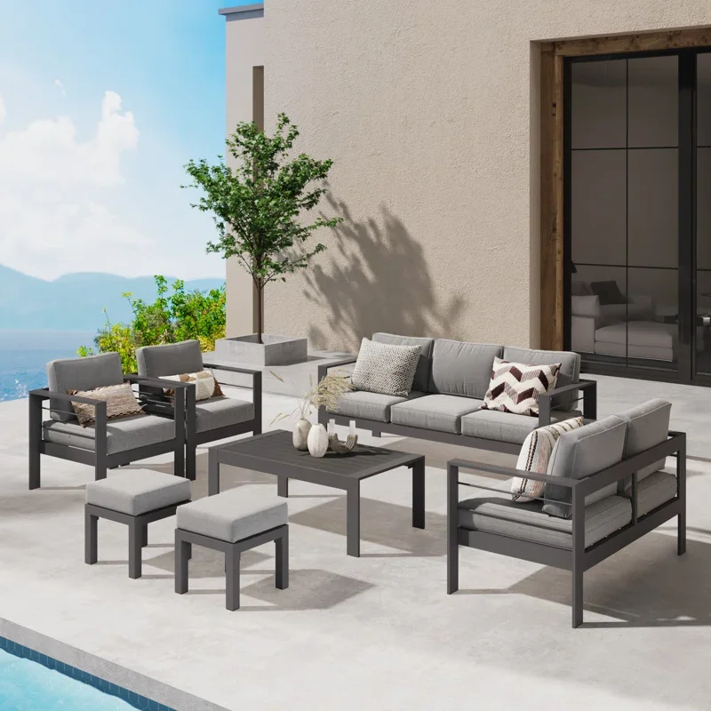 product 9 persons factory luxury sectional patio coffee set aluminum couch outdoor furniture garden sofas group corner sofa-6