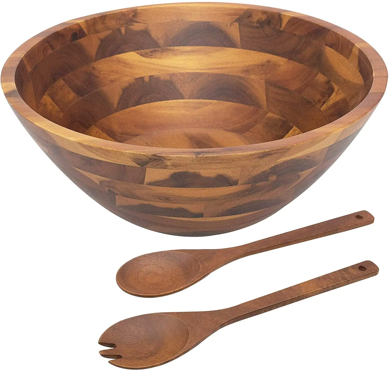 product acacia wood salad bowl 125 inch large serving bowl with spoon fork wood bowl for kitchen custom logo-2