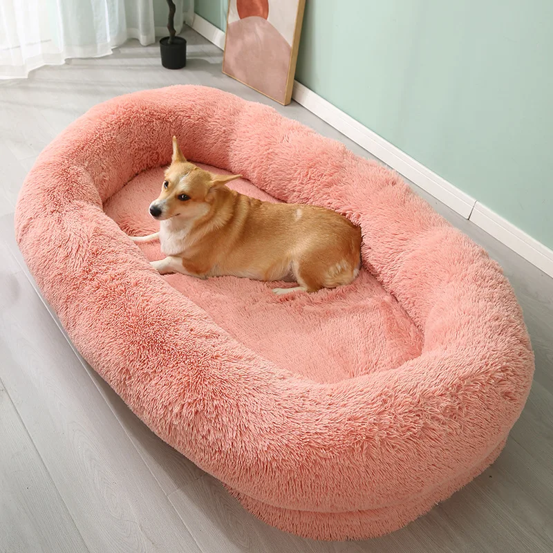 product popular human dog bed for adults giant dog bed with removable washable cover faux fur human size dog bed-53