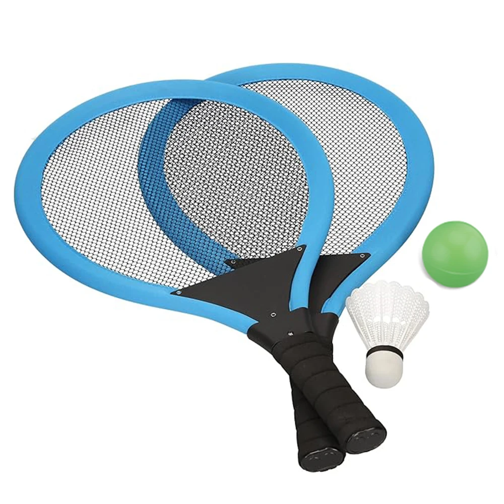 product soft tennis badminton set for kids beginners with lightweight rackets 1 foam ball and shuttlecocks indoor outdoor backyard game-2
