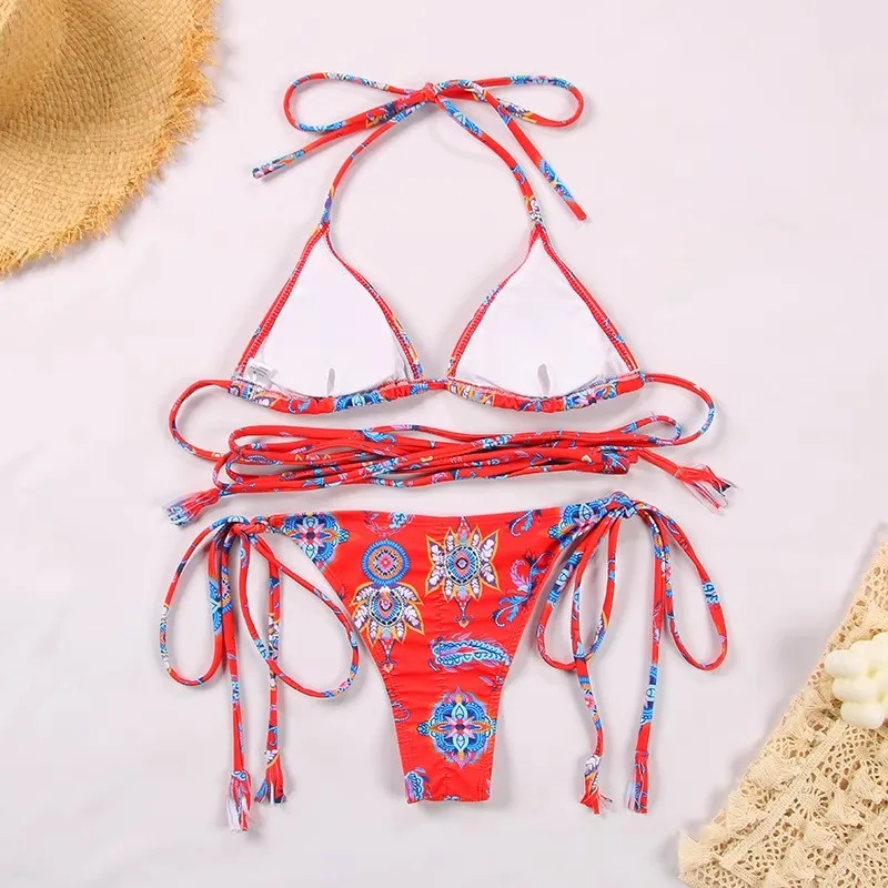 Factory Oem Strap Design Bikini Position Print Swimsuit Set Women