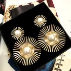 Earrings 2021 Summer Exaggeration Statement Long Gold Jewelry Fashion Making Parts Pearl Round Earrings Women