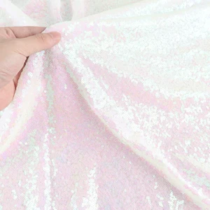Best Sale Sparkling Iridescent White Sequin Tablecloth for Wedding Event