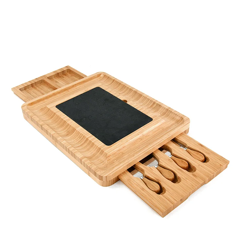 Cheese Board and Knife Set - Wooden Charcuterie Board - Premium Platter & Serving Meat Tray