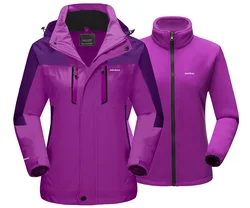 Cheaper 100% Polyester Jacket Multi-layer With Removable Hoodies Outdoor Woman Winter 3 in 1 jackets