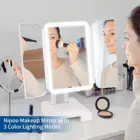 Mirror 3 Sided Trifold AAA Battery Usb Cable Double Magnifying Glass Table Makeup Vanity Mirror With 68 LED Lights