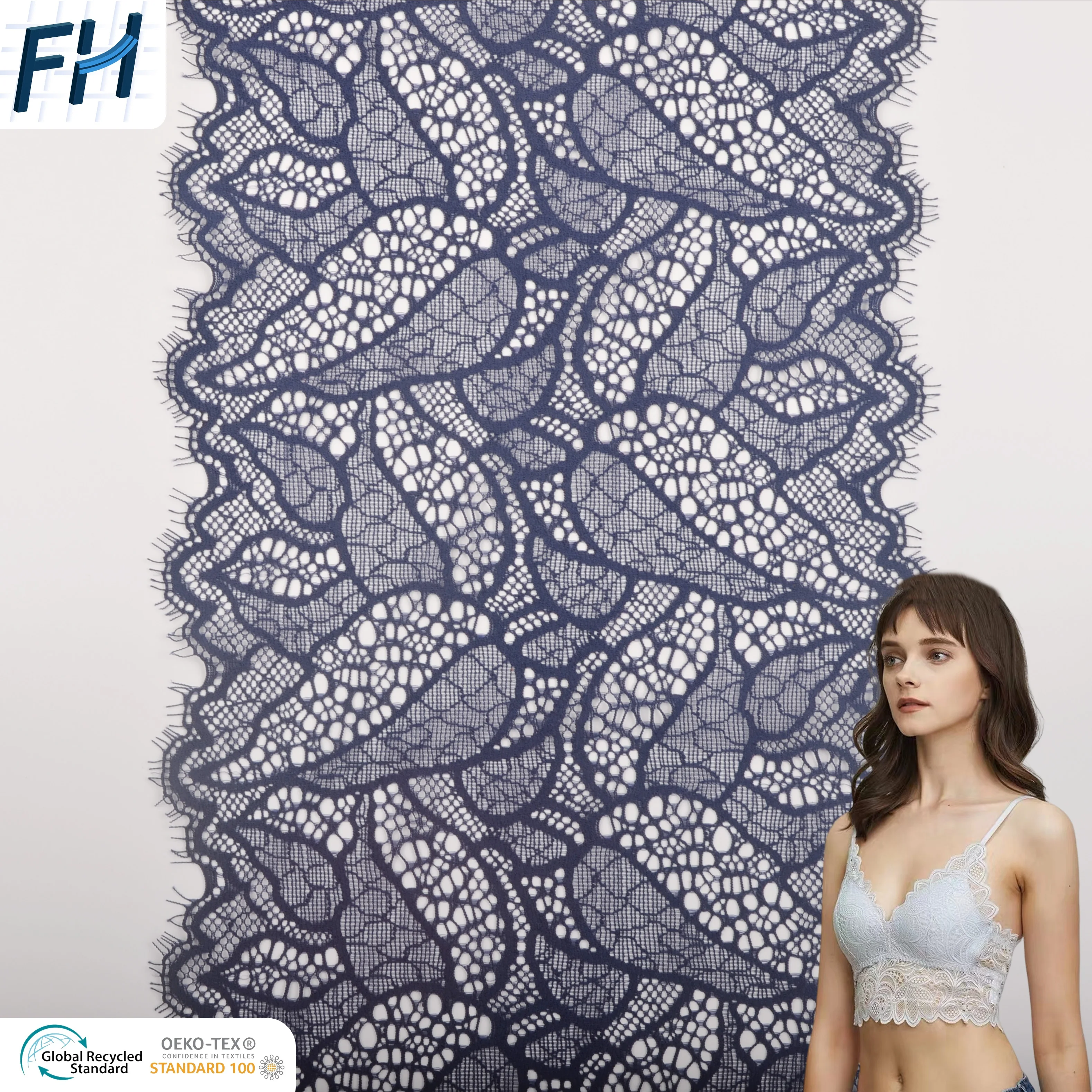 Oem New Design Knitted Lingerie Dress Bridal Stretch Tulle Cm Elastic Floral Spandex